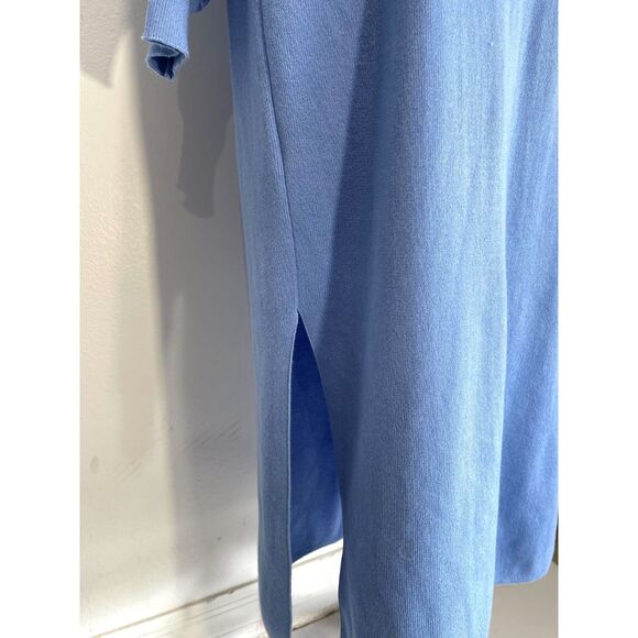 Sweater dress timeless classic light blue split hem feminine comfy winter womenM - Picture 5 of 6